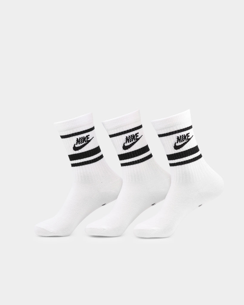 Nike Men's Sportswear Everyday Essential Crew Sock 3 Pack White/Black ...