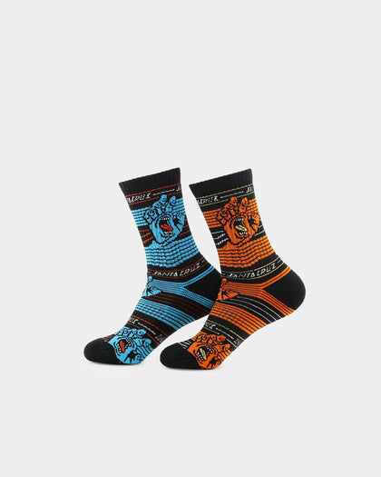 Santa Cruz Kids' Hand Hidden Crew Socks 2 Pack Multi