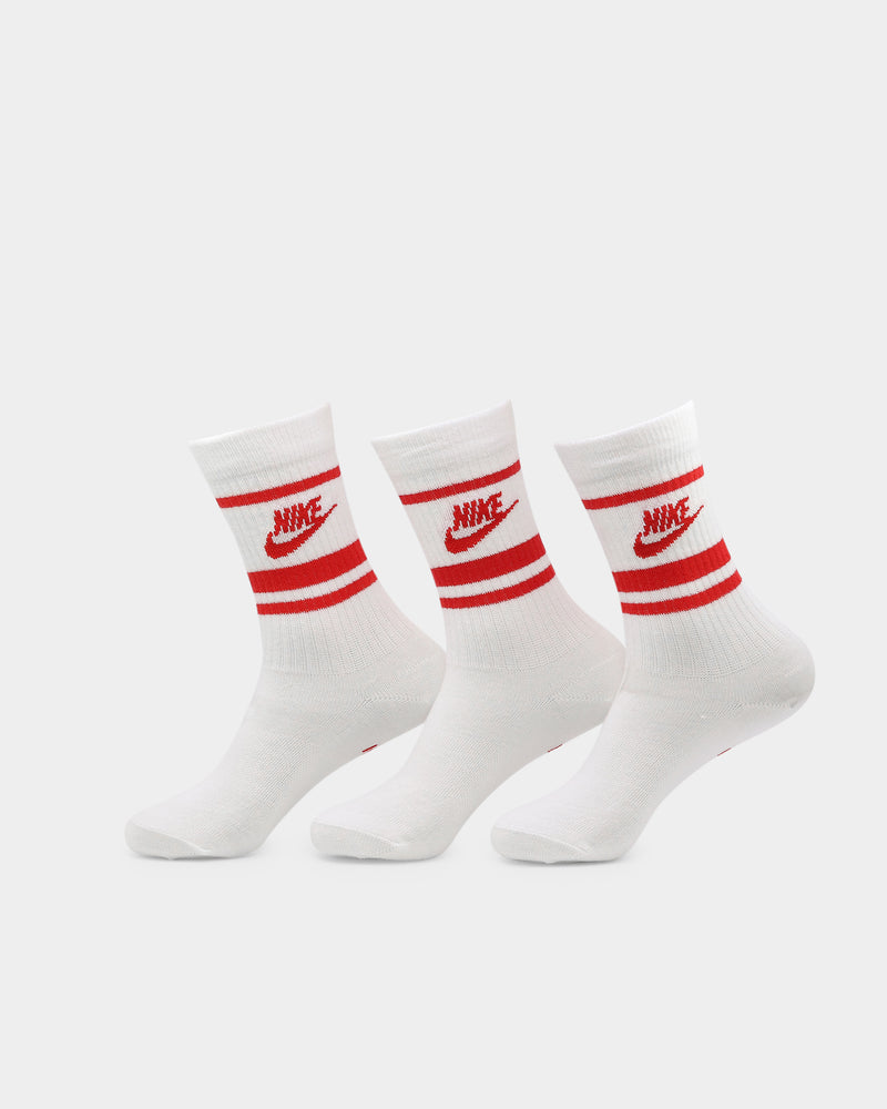 Nike Nike Sportswear Everyday Essential Crew Socks 3 Pack White/Red