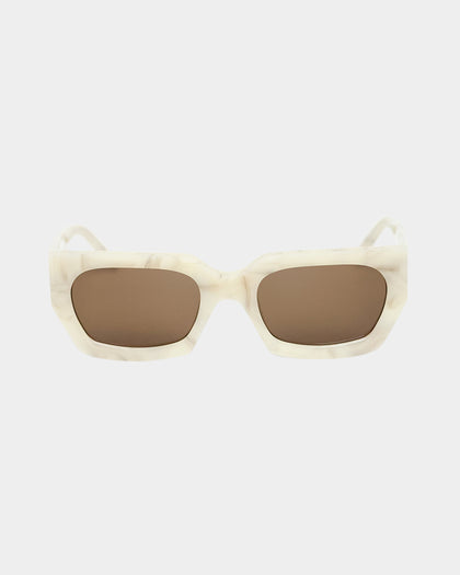 PYRA Aoraki Sunglasses Cream Marble/Brown Lens