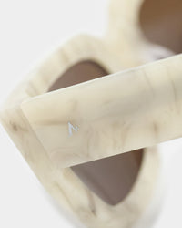 PYRA Aoraki Sunglasses Cream Marble/Brown Lens