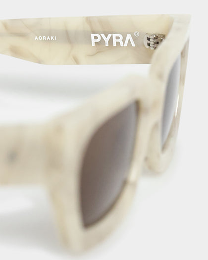 PYRA Aoraki Sunglasses Cream Marble/Brown Lens