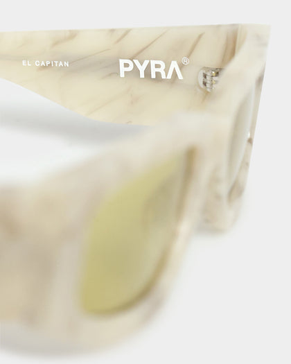 PYRA El Capitan Sunglasses Cream Marble/Light Yellow Lens