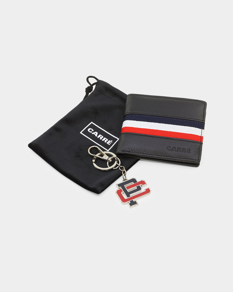 Carre Classic Wallet and Keychain Set Black/Red/White