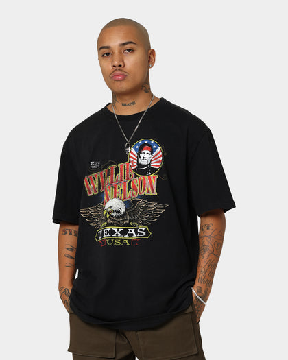 Willie Nelson Texas Eagles Vintage T-Shirt Washed Black