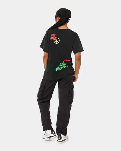 Bob Marley One Love One Heart Vintage T-Shirt Washed Black