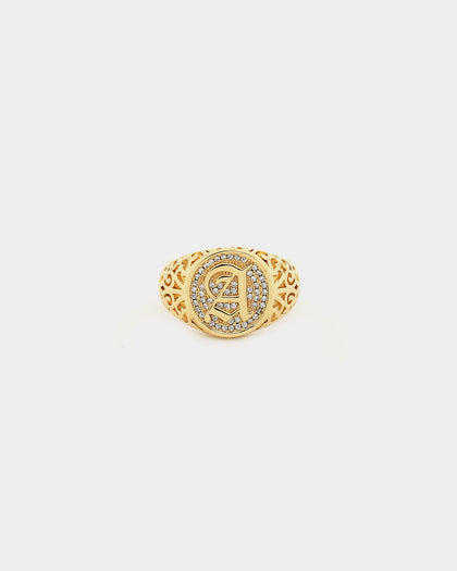 Saint Morta Letter Championship Ring Iced Gold