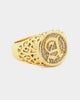 Saint Morta Letter Championship Ring Iced Gold