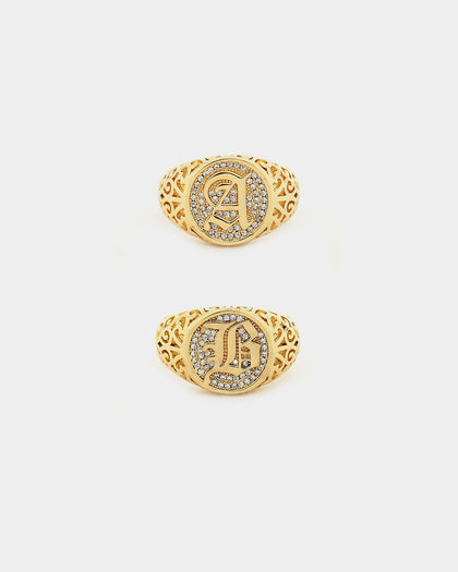 Saint Morta Letter Championship Ring Iced Gold