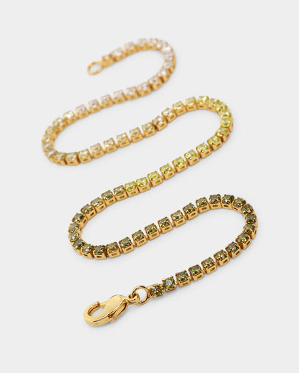 Saint Morta Micro Coloured Tennis Bracelet Gold/Green