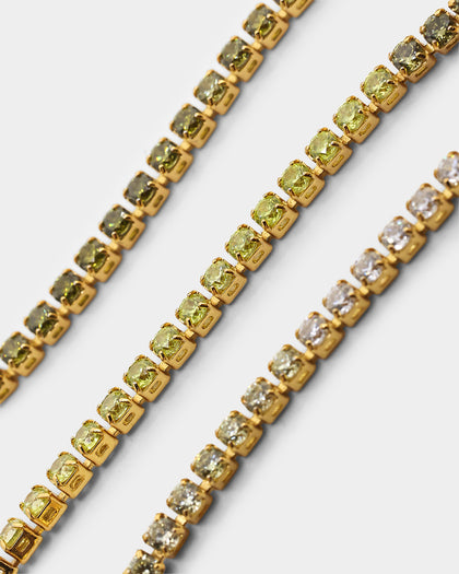 Saint Morta Micro Coloured Tennis Bracelet Gold/Green