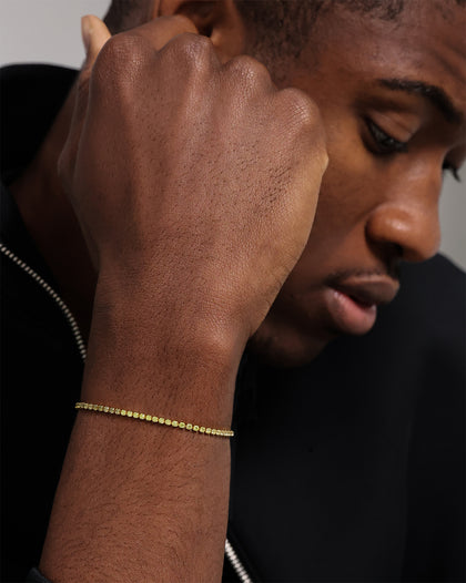 Saint Morta Micro Coloured Tennis Bracelet Gold/Green