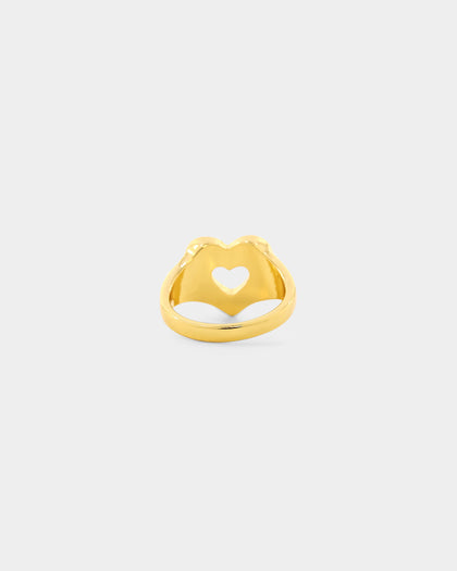 Raising Hell Checkered Heart Ring Gold/Black