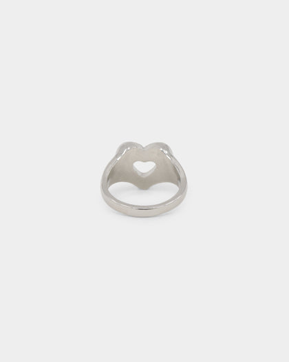 Raising Hell Women's Checkered Heart Ring White/Gold/Black