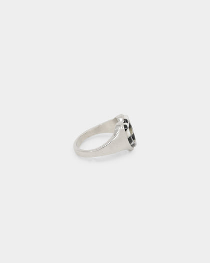 Raising Hell Women's Checkered Heart Ring White/Gold/Black