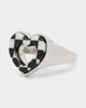 Raising Hell Women's Checkered Heart Ring White/Gold/Black