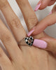 Raising Hell Women's Checkered Heart Ring White/Gold/Black