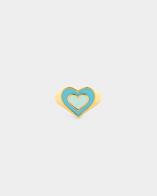 Raising Hell Women's Pastel Hearts Ring Gold/Blue