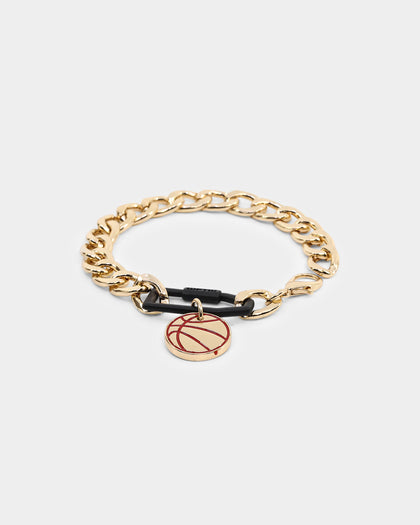 Wild for the Weekend Slam Dunk Basketball Bracelet Black/Gold/Red