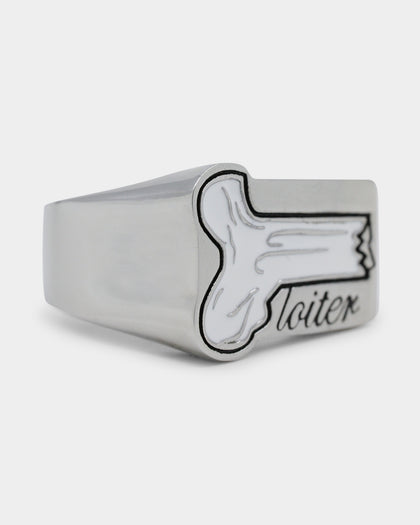 Loiter Breaking Bones Ring Silver/Black