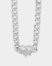 Raising Hell Women's Love Your Girl Chain Iced White Gold
