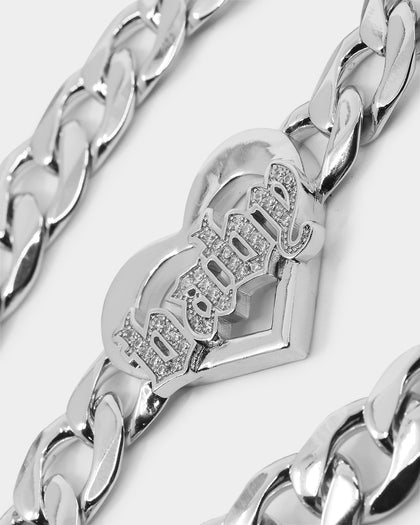 Raising Hell Women's Love Your Girl Chain Iced White Gold