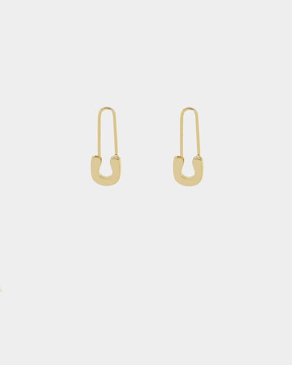 Raising Hell Women's Safety Pin Earrings Gold