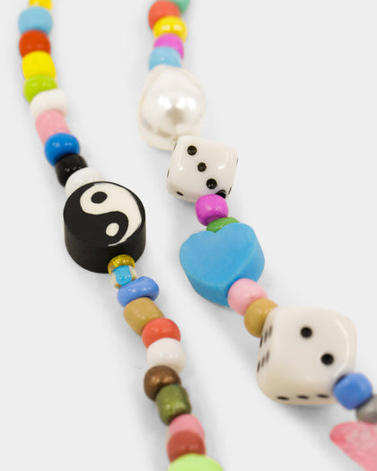 Raising Hell Women's Statement Bead Double Chain Necklace Multi-Coloured