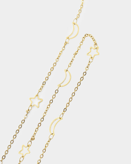 Raising Hell Women's Moon And Stars Necklace Gold
