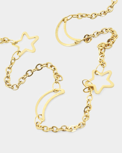 Raising Hell Women's Moon And Stars Necklace Gold