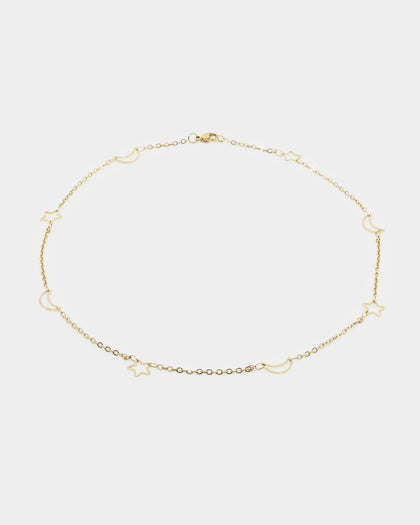 Raising Hell Women's Moon And Stars Necklace Gold