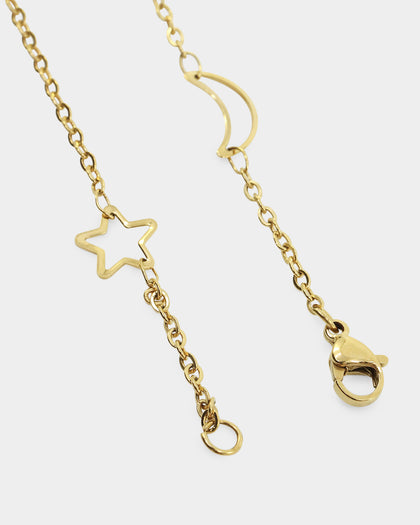 Raising Hell Women's Moon And Stars Necklace Gold