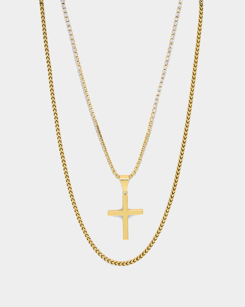 NXS Double Cross Chain Gold
