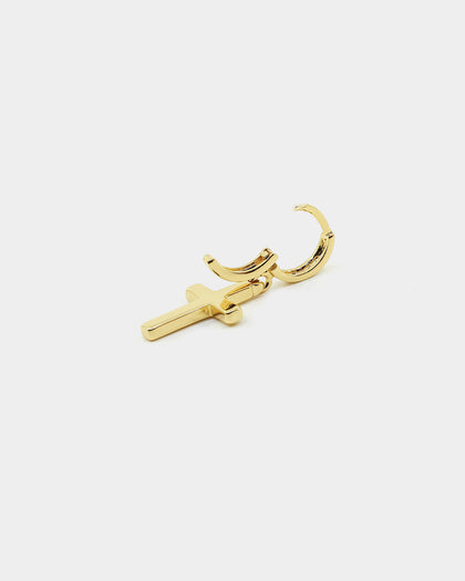 NXS Mini Cross Earring Gold