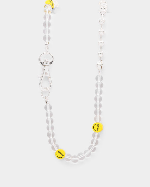 Wild For The Weekend Smiley Beaded Necklace Silver