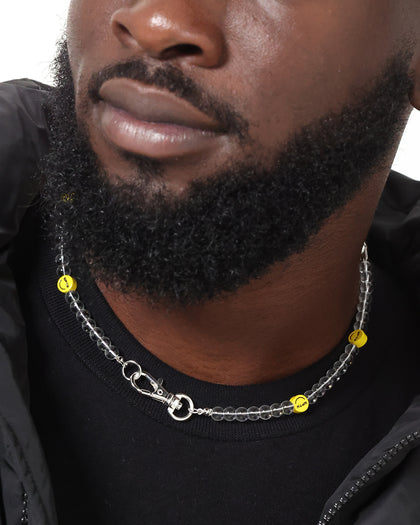 Wild For The Weekend Smiley Beaded Necklace Silver
