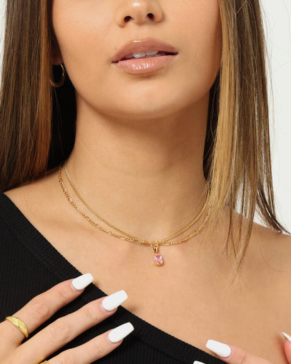 Raising Hell Women's Pendant Figaro Choker Necklace Pink/Gold