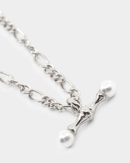 Wild For The Weekend Pearl T-Bar Necklace Silver