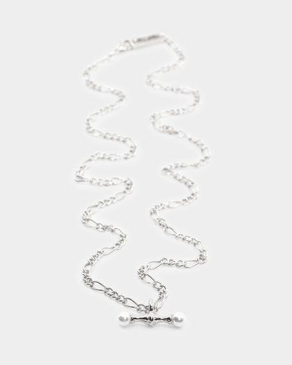 Wild For The Weekend Pearl T-Bar Necklace Silver