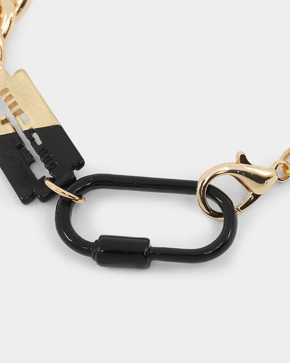 Wild for the Weekend pop punk razor chain bracelet Gold