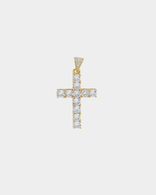 NXS Iced Cross Pendant Iced Gold