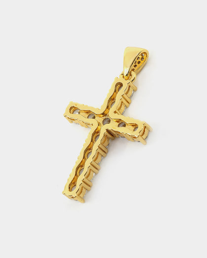 NXS Iced Cross Pendant Iced Gold