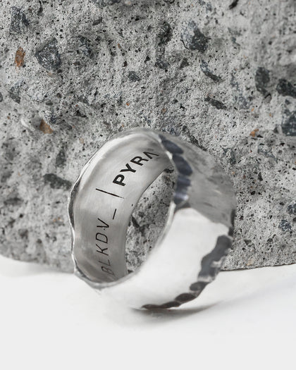 PYRA PYRA x BLKDVL Eroded Cuff Ring Silver