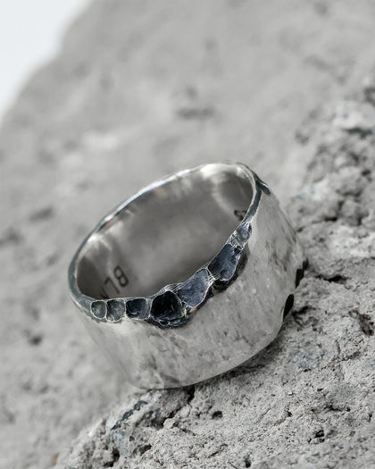 PYRA PYRA x BLKDVL Eroded Cuff Ring Silver