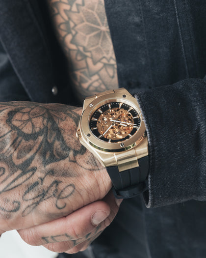 Saint Morta Gilad Skeleton Watch 42MM Black/Gold