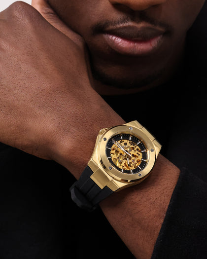 Saint Morta Gilad Skeleton Watch 42MM Black/Gold