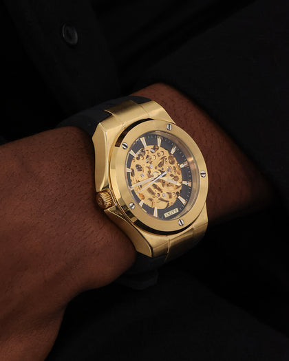 Saint Morta Gilad Skeleton Watch 42MM Black/Gold