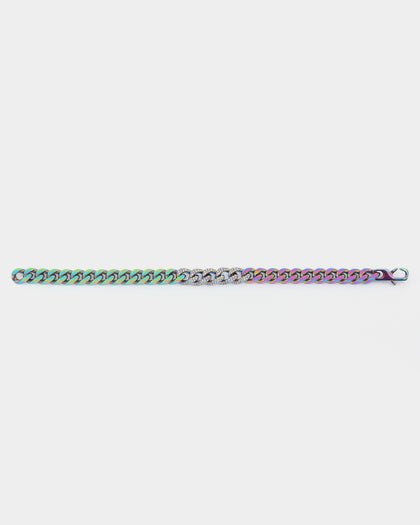 Guess Mainline 4DC 8mm Curb Chain Bracelet Iridescent