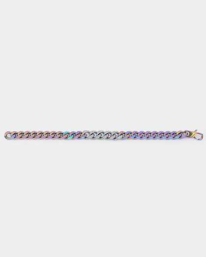 Guess Mainline 4DC 8mm Curb Chain Bracelet Iridescent