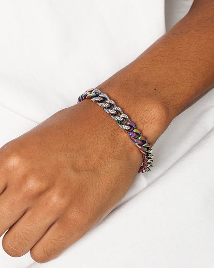 Guess Mainline 4DC 8mm Curb Chain Bracelet Iridescent